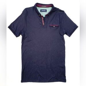 Denim & Flower Men's Navy Blue Short Sleeve Polo Shirt With Chest Pocket Size M